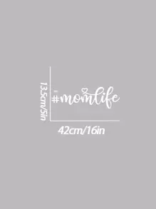 1pc Letter Graphic Car Sticker - White - View 3