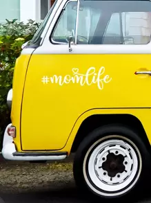 1pc Letter Graphic Car Sticker - White - View 4