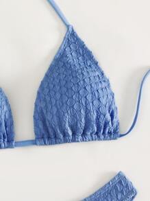 Halter Triangle Summer Beach Bikini Set - Blue - View 4