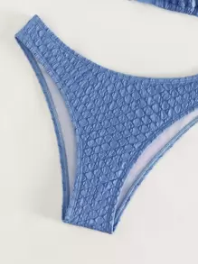 Halter Triangle Summer Beach Bikini Set - Blue - View 5