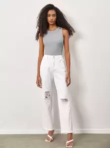 SHEIN BASICS 素色修身背心上衣