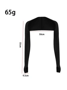 1 chiếc găng tay cụt ngón dài rắn chắc - màu đen - Xem 2