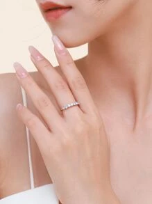 1pc Exquisite Silver Cubic Zirconia Decor Wedding Band For Female For Women Bridal Wedding Fine Jewelry Engagement