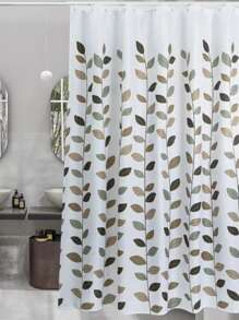 1pc Leaf Pattern Shower Curtain, Cartoon Polyester Waterproof Shower Curtain For Bathroom - Multicolor - View 1