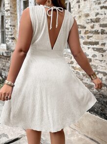 SHEIN LUNE Vestido línea A de cuello profundo - Albaricoque - Ver 2