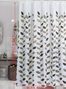 1pc Leaf Pattern Shower Curtain, Cartoon Polyester Waterproof Shower Curtain For Bathroom - Multicolor - View 3
