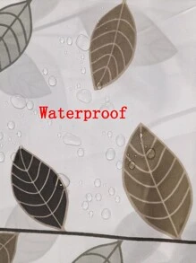 1pc Leaf Pattern Shower Curtain, Cartoon Polyester Waterproof Shower Curtain For Bathroom - Multicolor - View 4