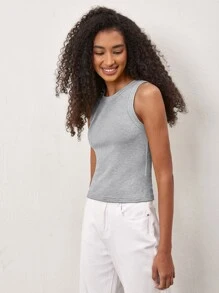 SHEIN BASICS 素色修身背心上衣