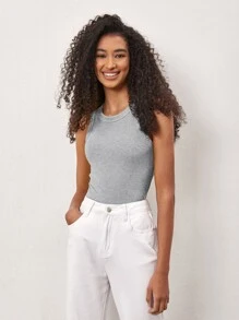 SHEIN BASICS 素色修身背心上衣