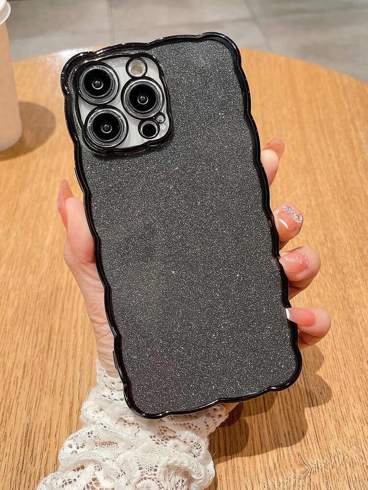 1入組實色電鍍波浪閃爍手機殼，適用於 iPhone 14/13/12/11 - 黑色 - 查看 2