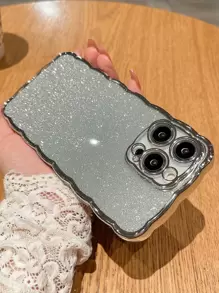 1 Vỏ Điện Thoại Họa Tiết Sóng Lấp Lánh Mạ Màu Tương Thích Với IPhone 14/13/12/11 - Bạc - Xem 1