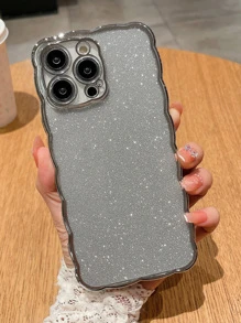 1 Vỏ Điện Thoại Họa Tiết Sóng Lấp Lánh Mạ Màu Tương Thích Với IPhone 14/13/12/11 - Bạc - Xem 2