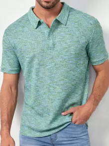 Manfinity VCAY Men Space Dye Polo Shirt - Mint Green - View 1