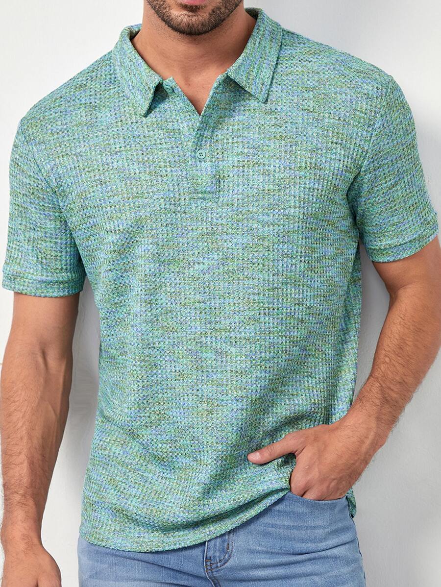 Manfinity VCAY Men Space Dye Polo Shirt - Mint Green - View 1