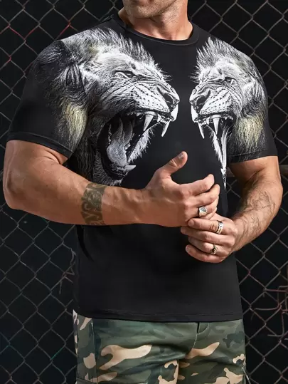 Manfinity VCAY Men Lion Print Tee