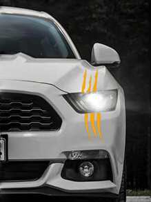 1入黃色汽車頭燈裝飾貼紙,適用於汽車外部裝飾 - 黃色 - 查看 2