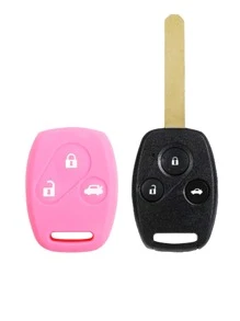 Vỏ chìa khóa ô tô bằng silicon Tương thích với Honda, Vỏ chìa khóa Fob - Hồng - Xem 2