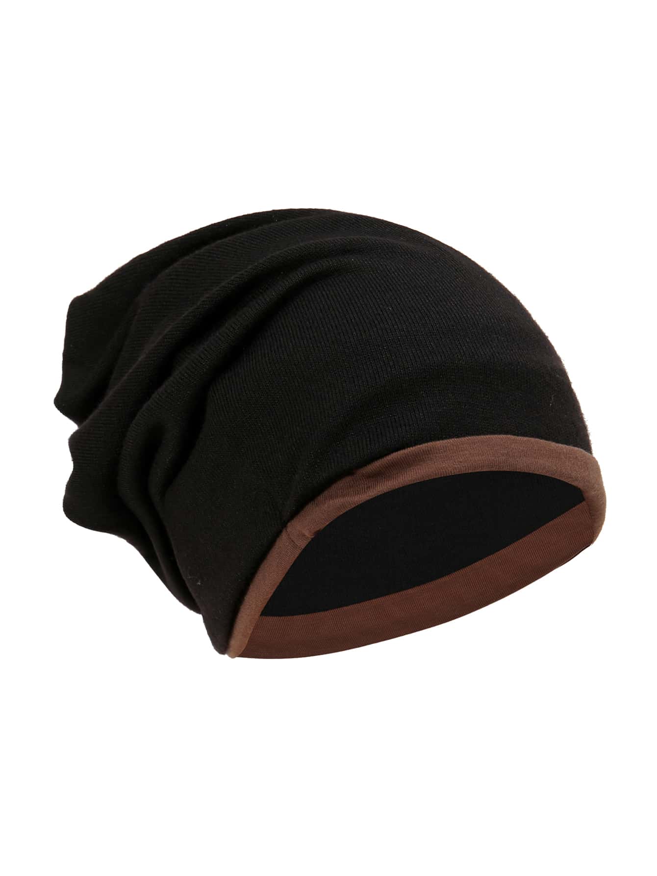 Gorro holgado ribete en contraste - Negro - Ver 1