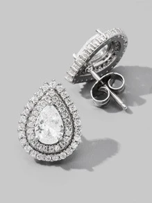 Vaerine 1 par de elegantes aretes en forma de gota de agua con circonita cúbica artificial de plata 925, vintage y modernos, adecuados para que las mujeres los usen a diario, en citas y en fiestas para mejorar el adorno; Regalo perfecto para el día de la madre.