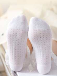 小女童愛心圖案荷葉邊短襪 - 白色 - 查看 5