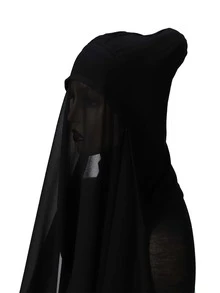 1pc Classic Soft Solid Chiffon Hijab - Black - View 3