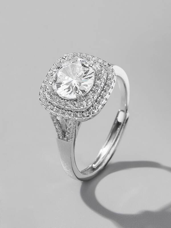 925 Silver Square Shaped Ring, Elegant Jewelry Gift For Your Loved One