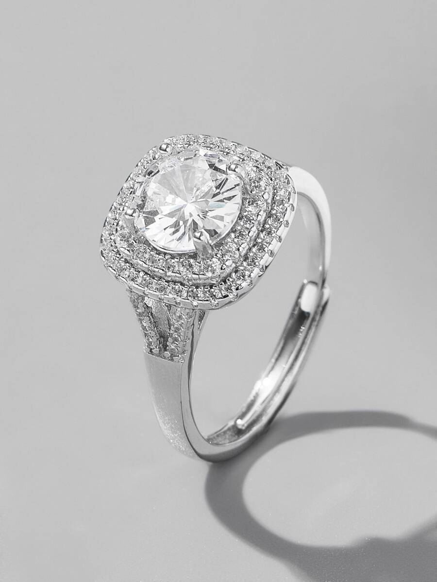 925 Silver Square Shaped Ring, Elegant Jewelry Gift For Your Loved One