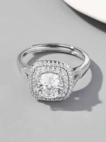 925 Silver Square Shaped Ring, Elegant Jewelry Gift For Your Loved One