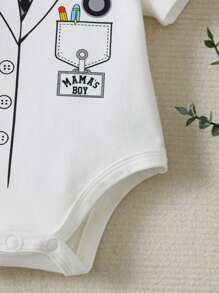 SHEIN Đứa bé trai Bác sĩ In Trang phục Bodysuit - trắng - Xem 8