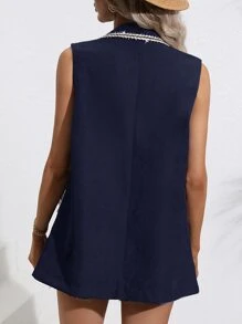 SHEIN Privé 對比雙排釦馬甲西裝外套