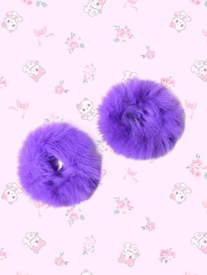 2pcs Fluffy Hair Ties For Daily Use For Girls Hairstyles Casual Cute Carnival Mardi Gras Valentines Ponytail Holders Hair Elastics Hair Rubber Bands Scrunchies Hair Rope Elastic Hair Tie