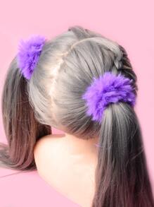 ROMWE 2 Dây Buộc Tóc Xù Lông Dùng Hàng Ngày Cho Bé Gái Kiểu Tóc Thường Ngày Dễ Thương Carnival Mardi Gras Valentine Dây Buộc Tóc Đuôi Ngựa Dây Thun Cột Tóc Dây Cao Su Scrunchies Dây Buộc Tóc Co Giãn - Màu tím - Xem 2