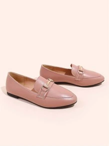 女士金屬裝飾時尚樂福鞋適用於戶外 - 粉色 - 查看 2