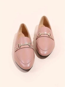 女士金屬裝飾時尚樂福鞋適用於戶外 - 粉色 - 查看 3