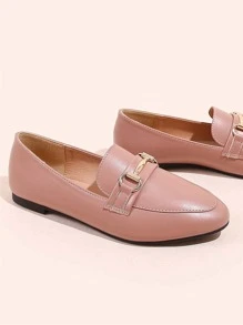 女士金屬裝飾時尚樂福鞋適用於戶外 - 粉色 - 查看 6