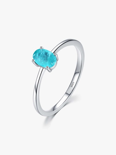 MODIAN 925 Sterling Silver Fashion Oval Finger Rings For Women Elegant Paraiba Tourmaline Engagement Wedding Statement Jewelry