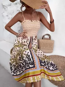 GENKIRA 波卡圓點和熱帶圖案吊帶連衣裙 - 彩色 - 查看 3