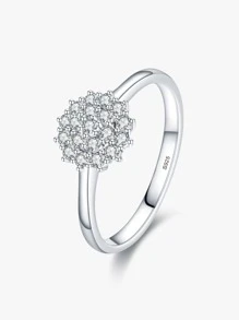 MODIAN 方晶鋯石裝飾銀婚戒適合女士新娘婚禮精細首飾類 - 銀色 - 查看 1