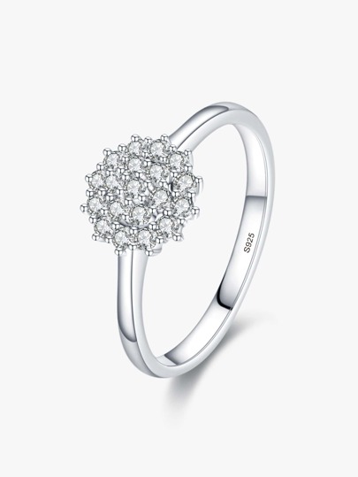 MODIAN Sześcienna cyrkonia Decor srebrna obrączka dla kobiet Bridal Wedding Fine Jewelry