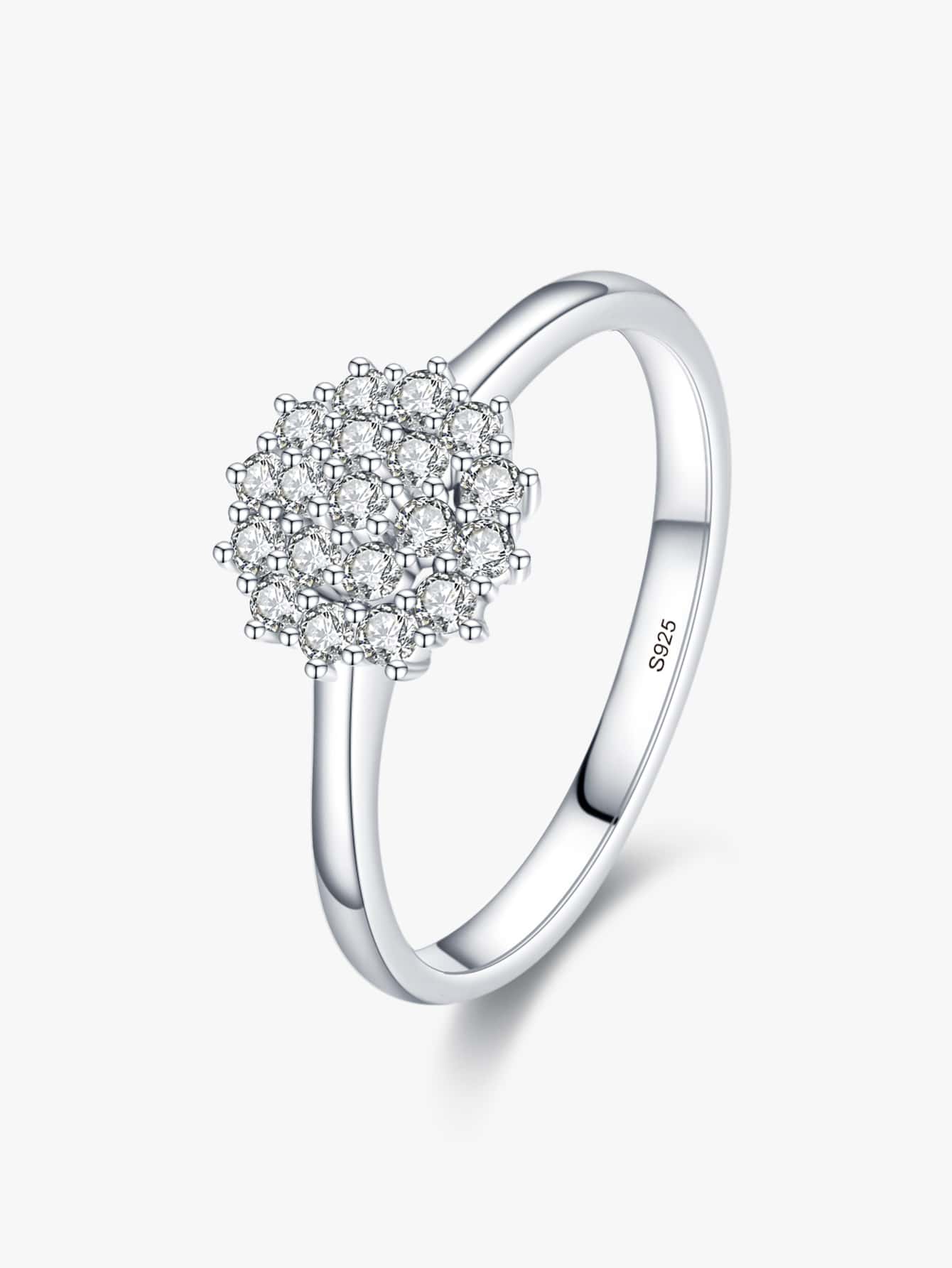 MODIAN 方晶鋯石裝飾銀婚戒適合女士新娘婚禮精細首飾類 - 銀色 - 查看 1