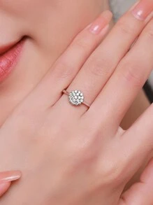 MODIAN 方晶鋯石裝飾銀婚戒適合女士新娘婚禮精細首飾類 - 銀色 - 查看 2