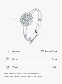 MODIAN 方晶鋯石裝飾銀婚戒適合女士新娘婚禮精細首飾類 - 銀色 - 查看 3