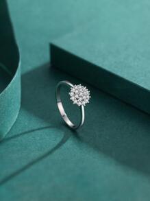 MODIAN 方晶鋯石裝飾銀婚戒適合女士新娘婚禮精細首飾類 - 銀色 - 查看 5