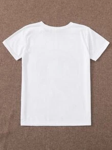 1入組豹紋和標語圖案T恤 - 白色 - 查看 2