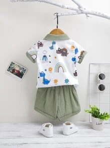 男嬰卡通圖案POLO衫和短褲