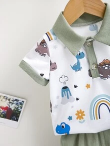 男嬰卡通圖案POLO衫和短褲