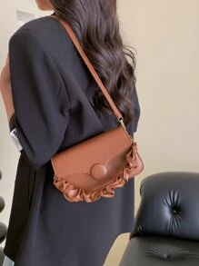 極簡手提包包白色方包適合女士 - 棕色 - 查看 8