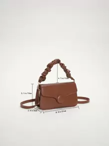 極簡手提包包白色方包適合女士 - 棕色 - 查看 4