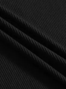 Trelyra 素色吊帶上衣和熱帶圖案附腰帶短褲 - 黑色 - 查看 3