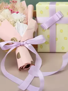 1 rolă de panglică mov pentru ambalaj cadou, panglică minimalistă cu filament de poliester pentru petrecere - Mov Mov - Vizualizare 1